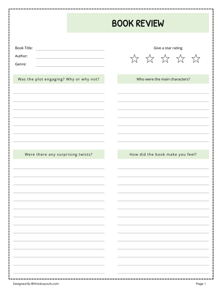 Good Reads Book Review Template - WordLayouts