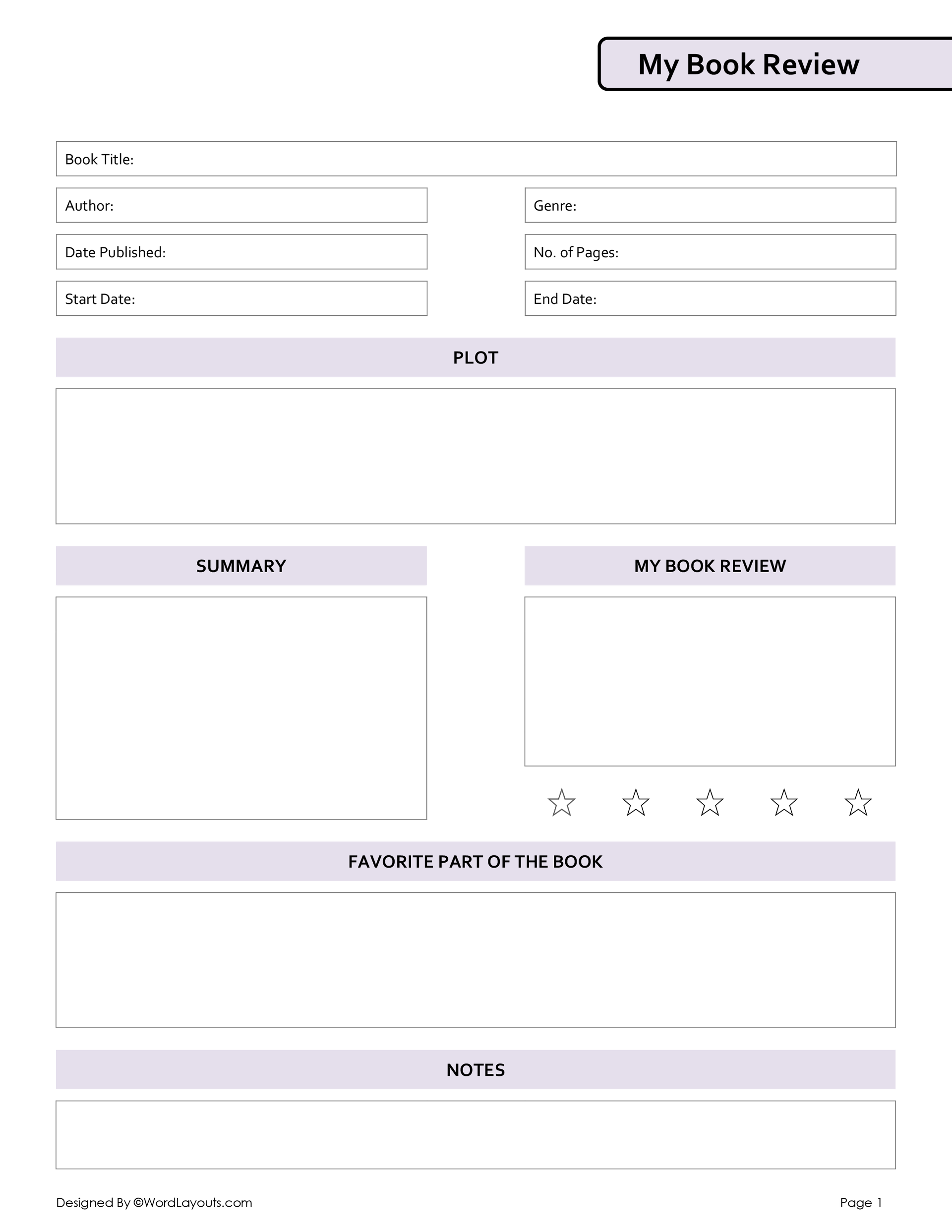 Quick & Easy Book Review Template - WordLayouts