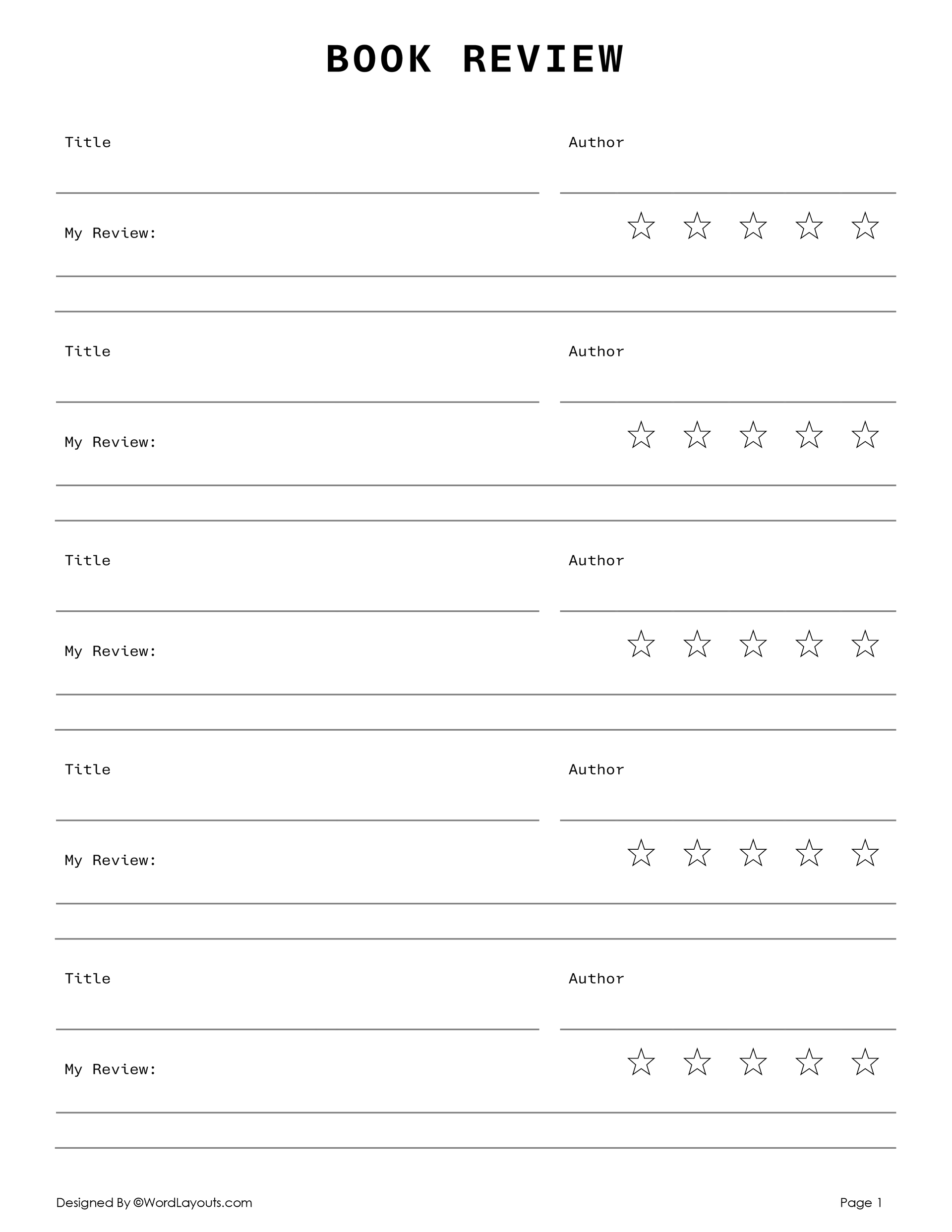 Free Book Review Templates to Edit & Print free-book-review-templates-to-edit-print