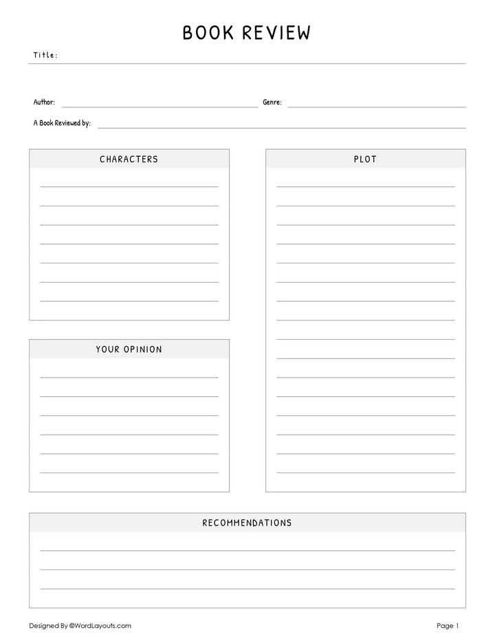 Detailed Book Review Template - WordLayouts