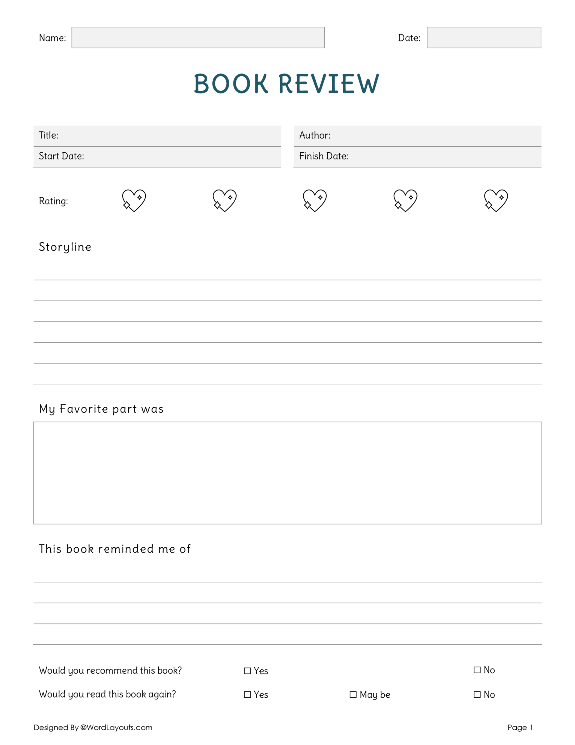 Free Book Review Templates to Edit & Print