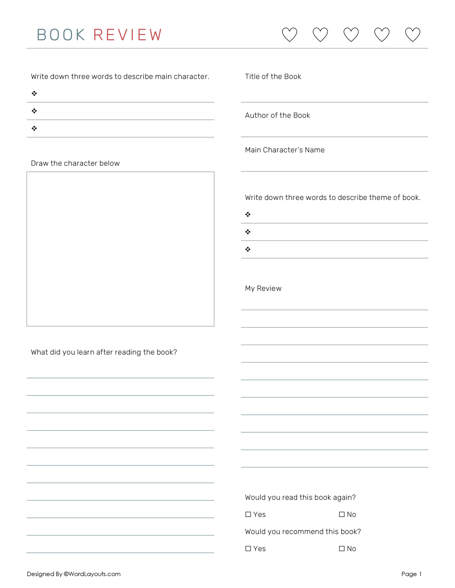 Free Book Review Templates to Edit & Print