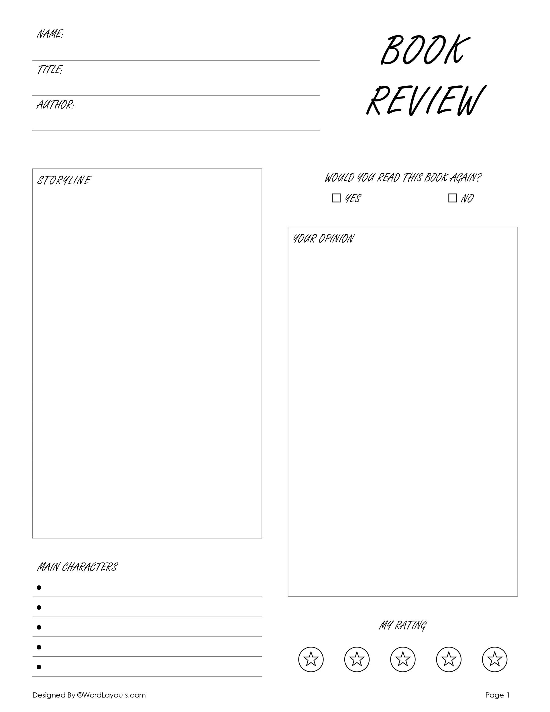 Free Book Review Templates to Edit & Print