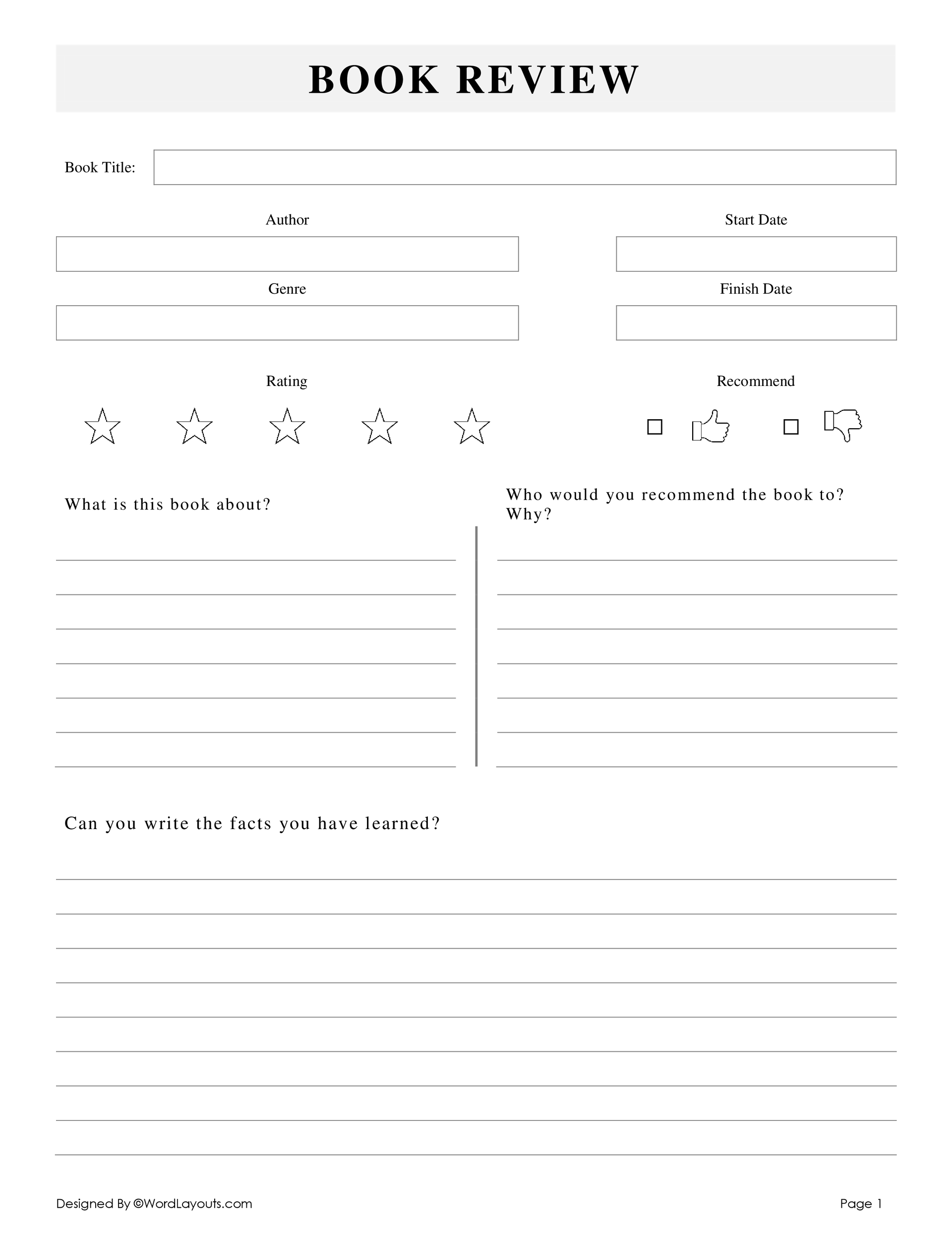 Free Book Review Templates to Edit & Print