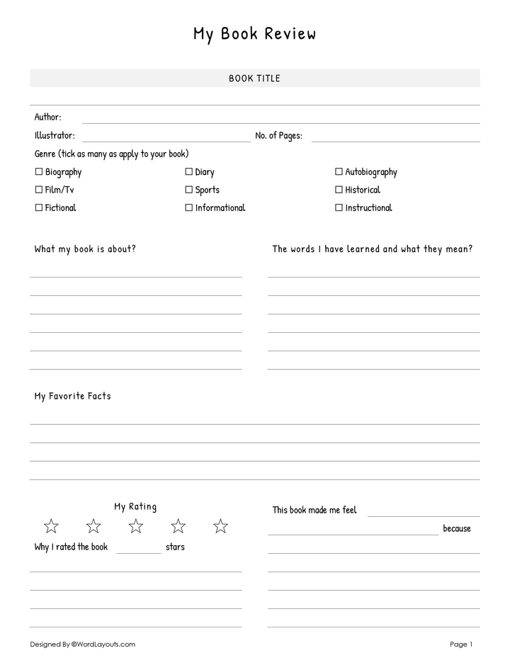 Free Book Review Templates to Edit & Print