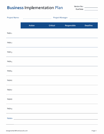 Project Implementation Plan Template - WordLayouts