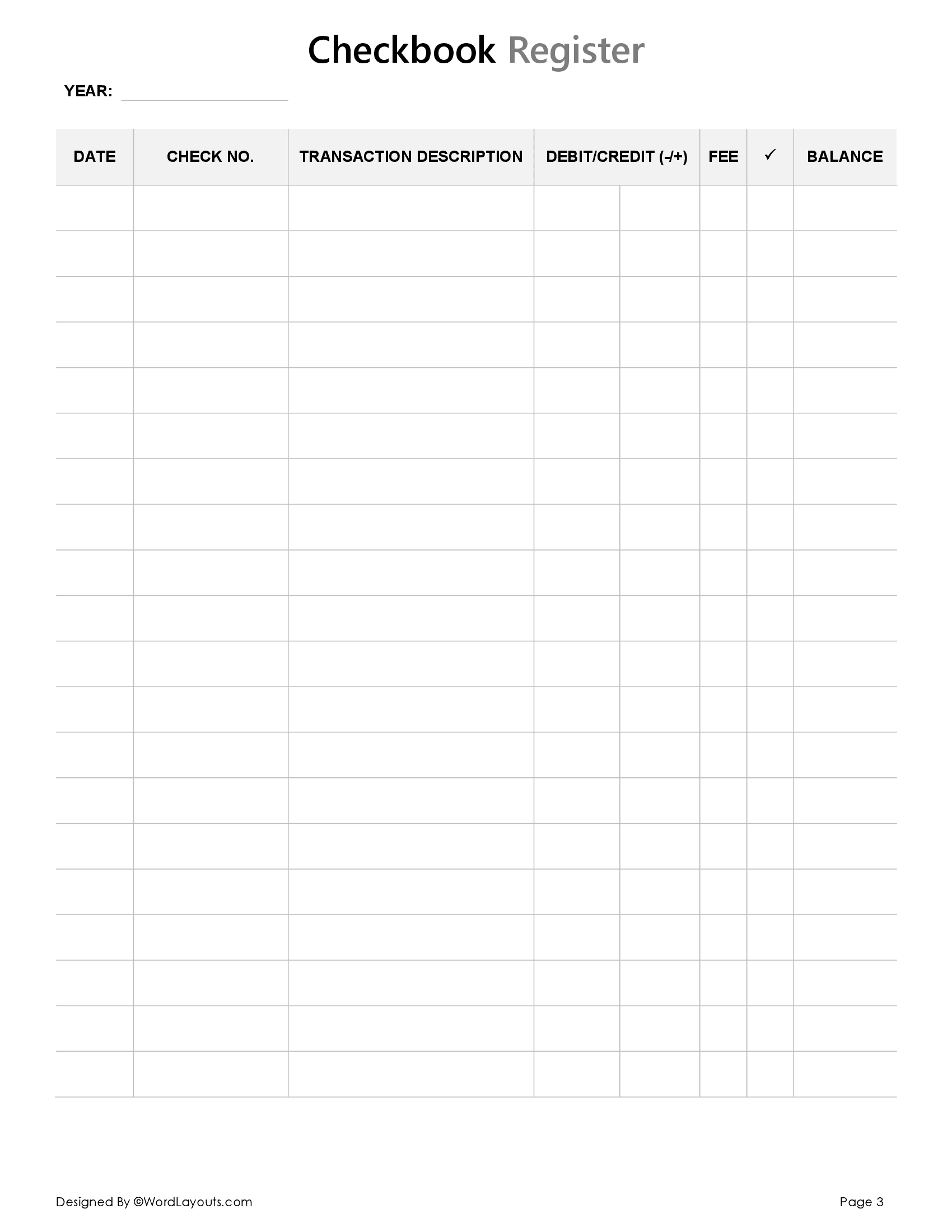 Checkbook Register Template - Printable - WordLayouts checkbook-register-template-printable-wordlayouts