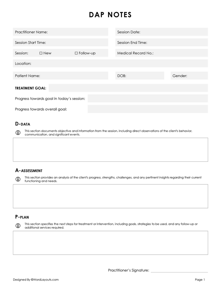 A Simple DAP Notes Template WordLayouts A Simple DAP Notes Template WordLayouts