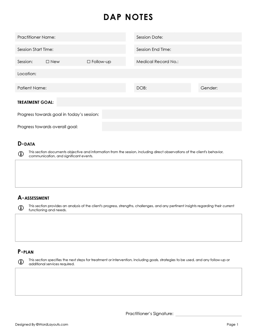 A Simple DAP Notes Template WordLayouts A Simple DAP Notes Template WordLayouts