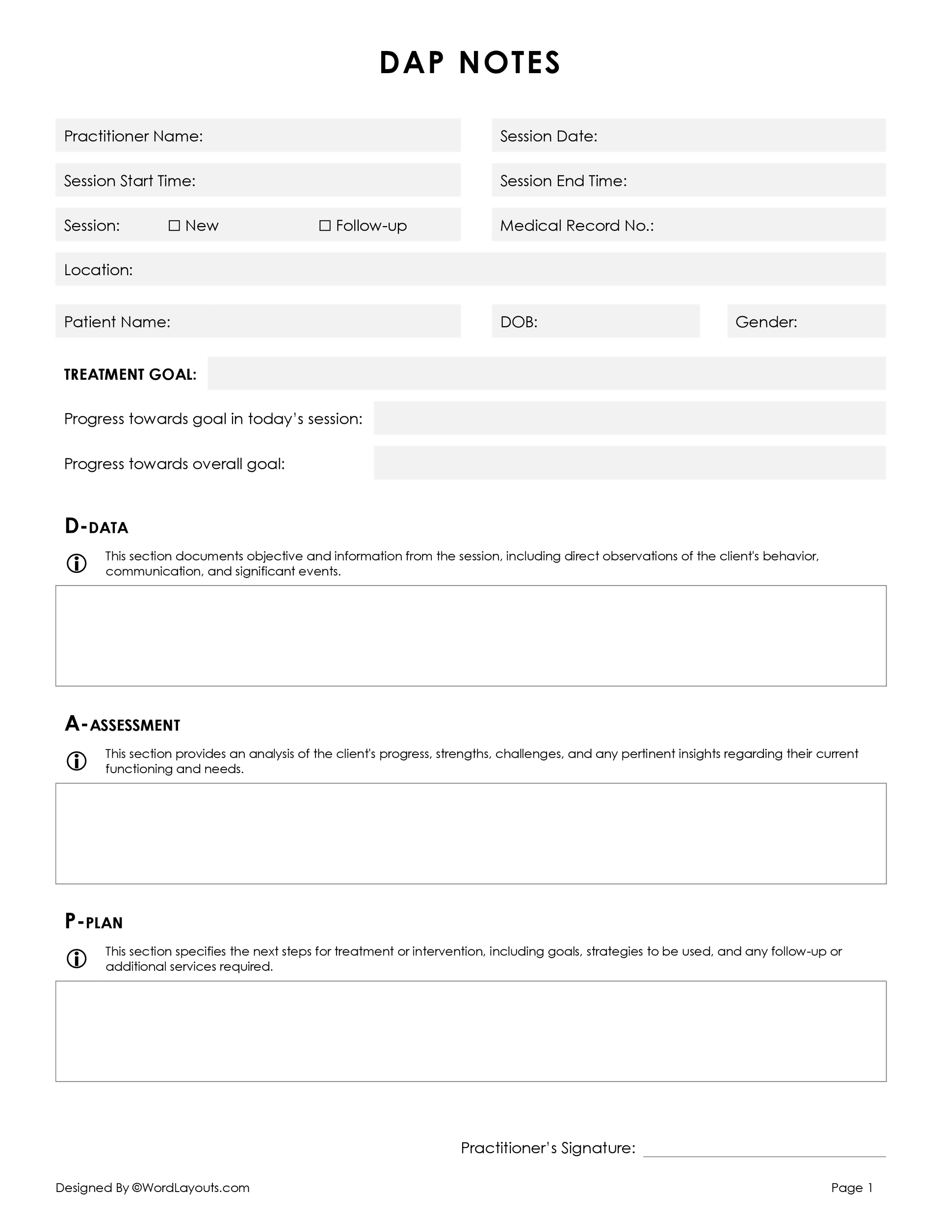A Simple DAP Notes Template WordLayouts A Simple DAP Notes Template WordLayouts