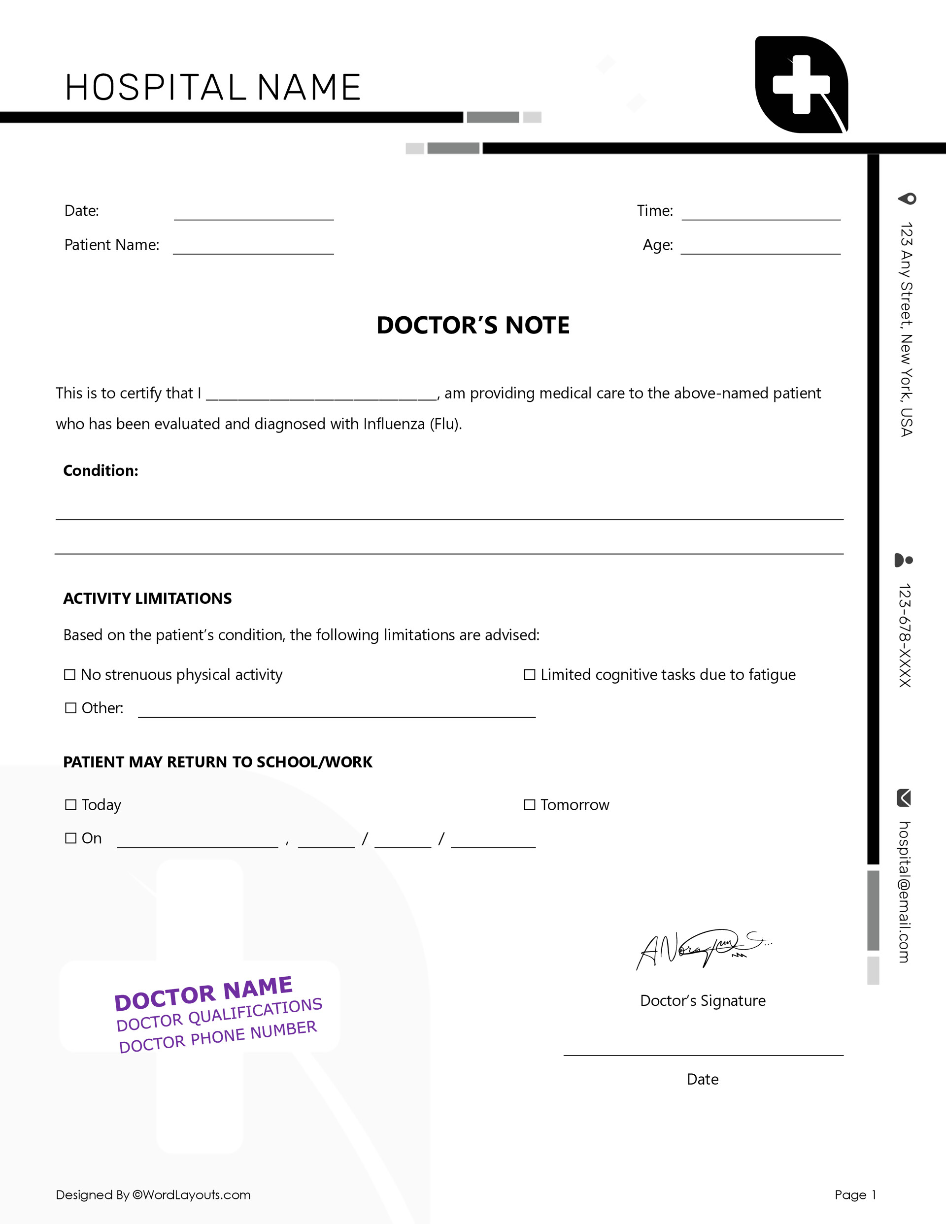 Free Doctor Note Templates (Word, GDocs) - WordLayouts