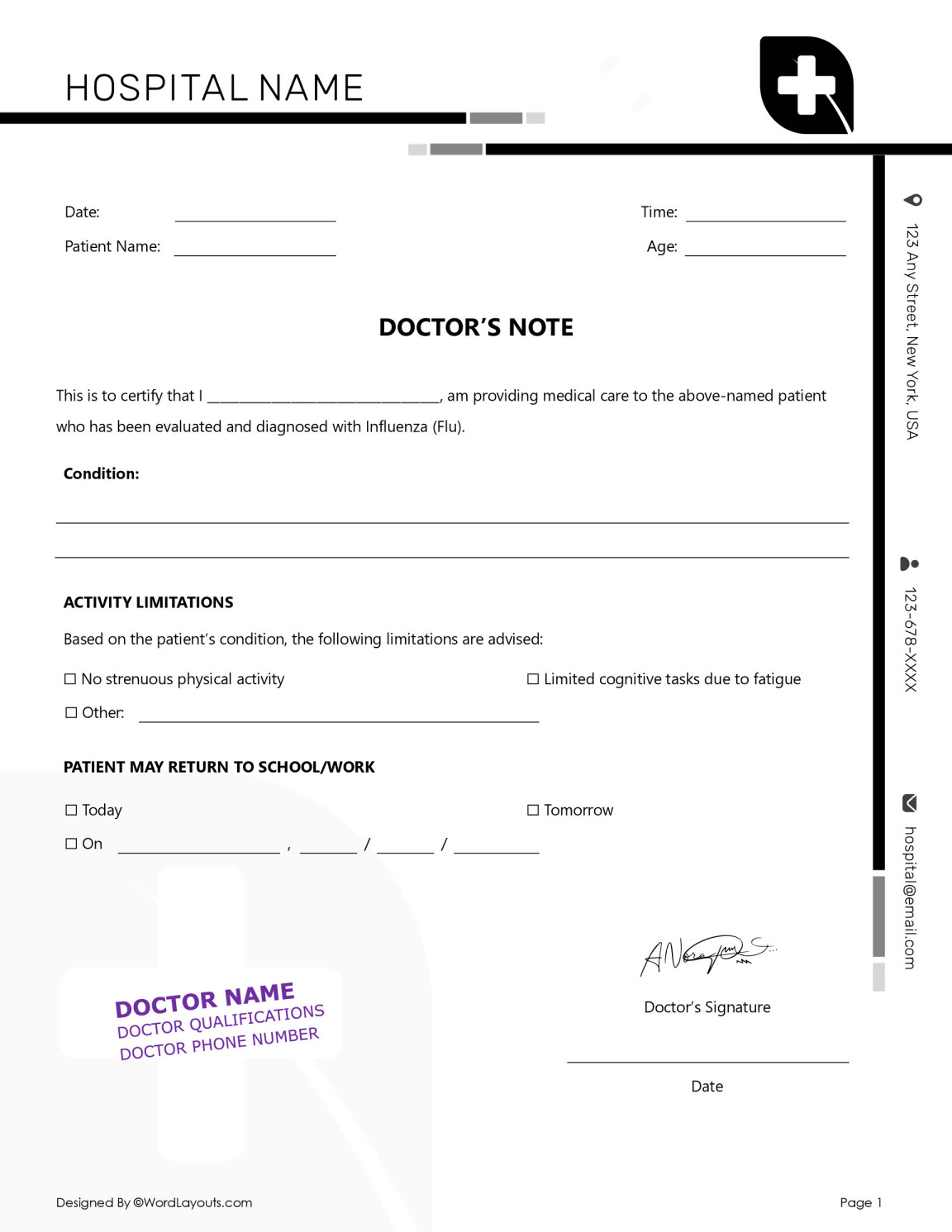 Return to Work Doctor s Note Template WordLayouts Return to Work Doctor s Note Template WordLayouts