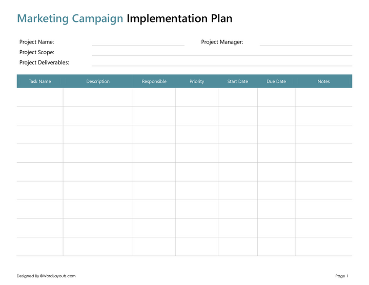 Free Implementation Plan Templates - Excel - Google Sheets
