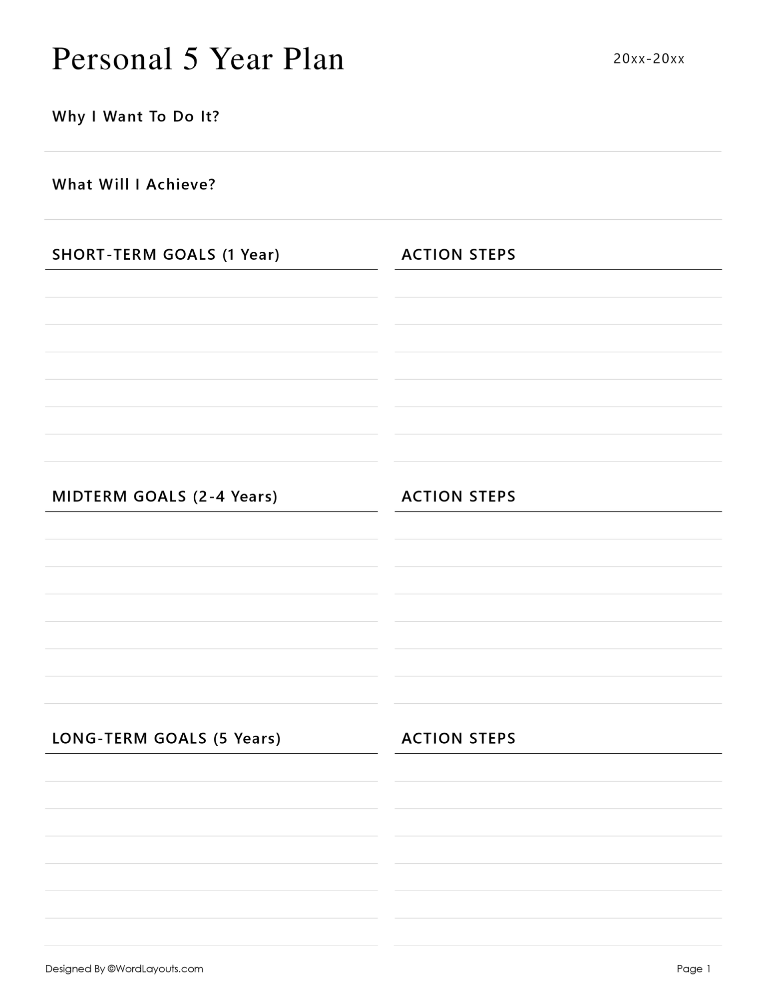5 Year Project Plan Template WordLayouts 5 Year Project Plan Template WordLayouts
