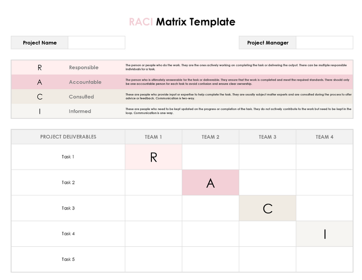 RACI Matrix Template for Teams - Excel