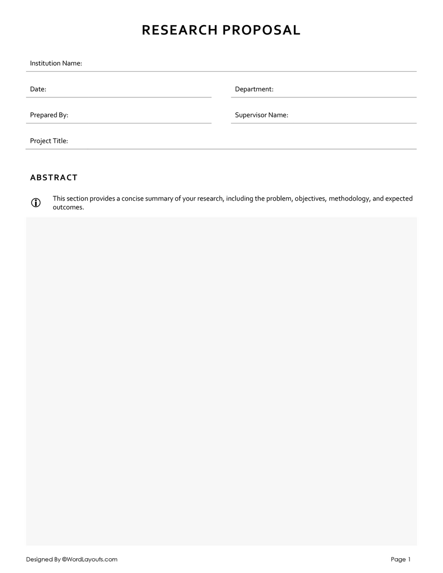Free Research Proposal Template - WordLayouts