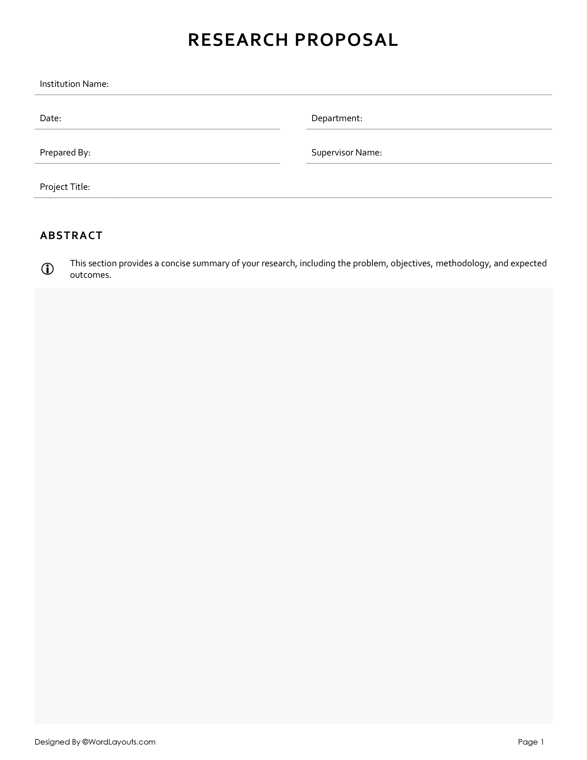 Free Research Proposal Template - WordLayouts