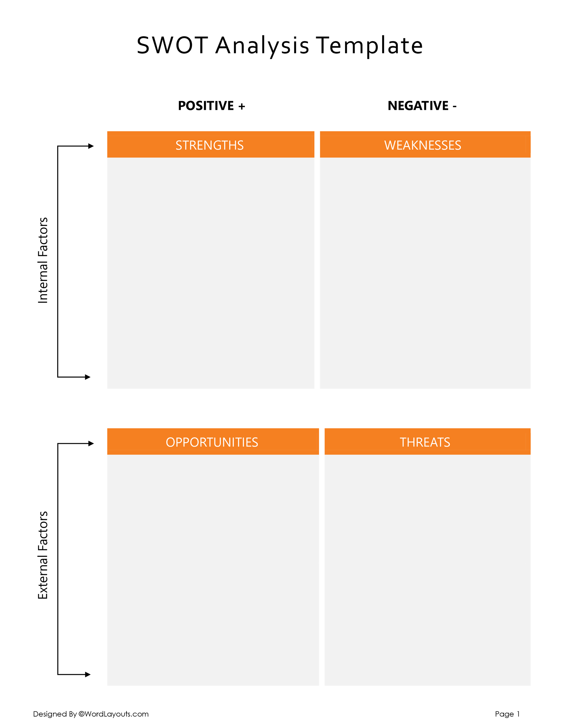 SWOT Analysis Template with Guided Prompts - WordLayouts