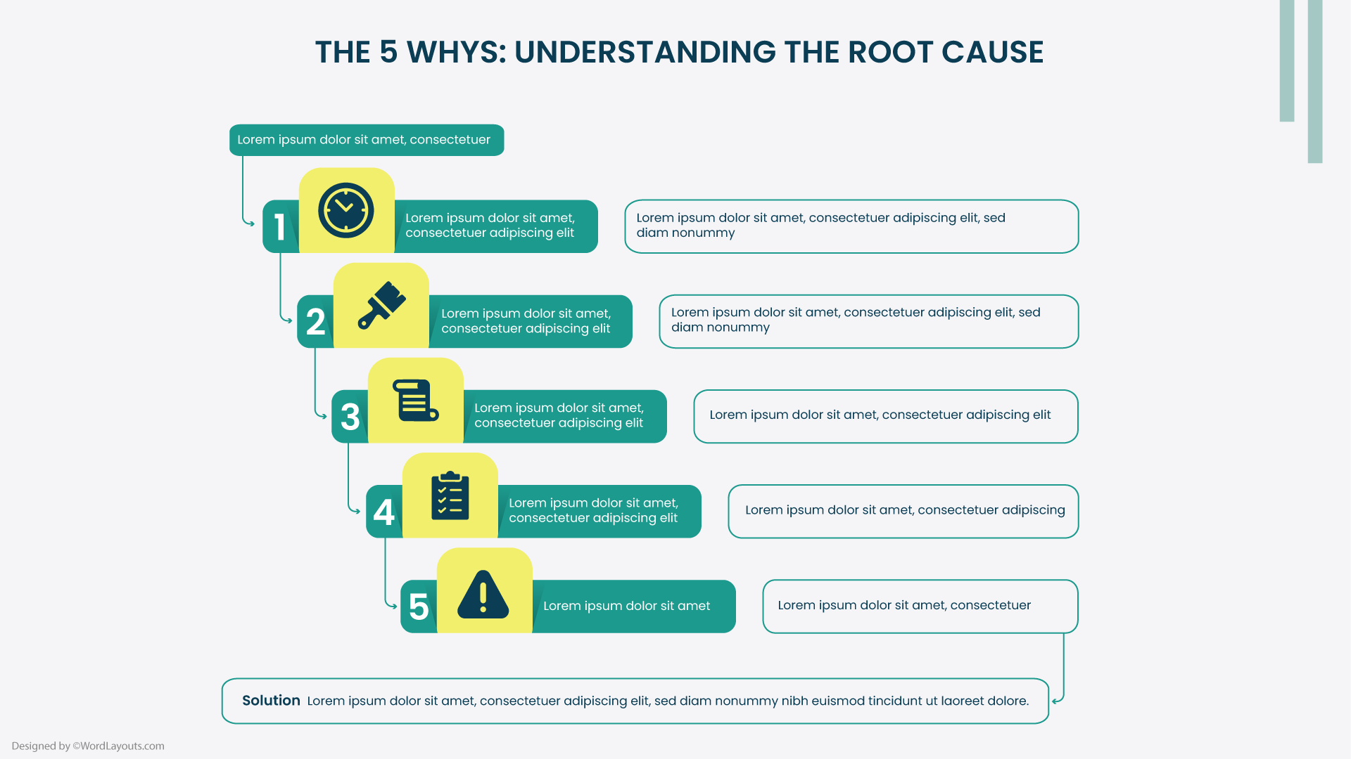 5 Whys Gradient Flow Template - WordLayouts