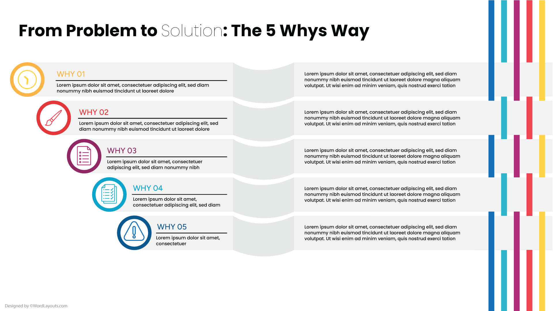 5 Whys Monochrome Flow Template - WordLayouts