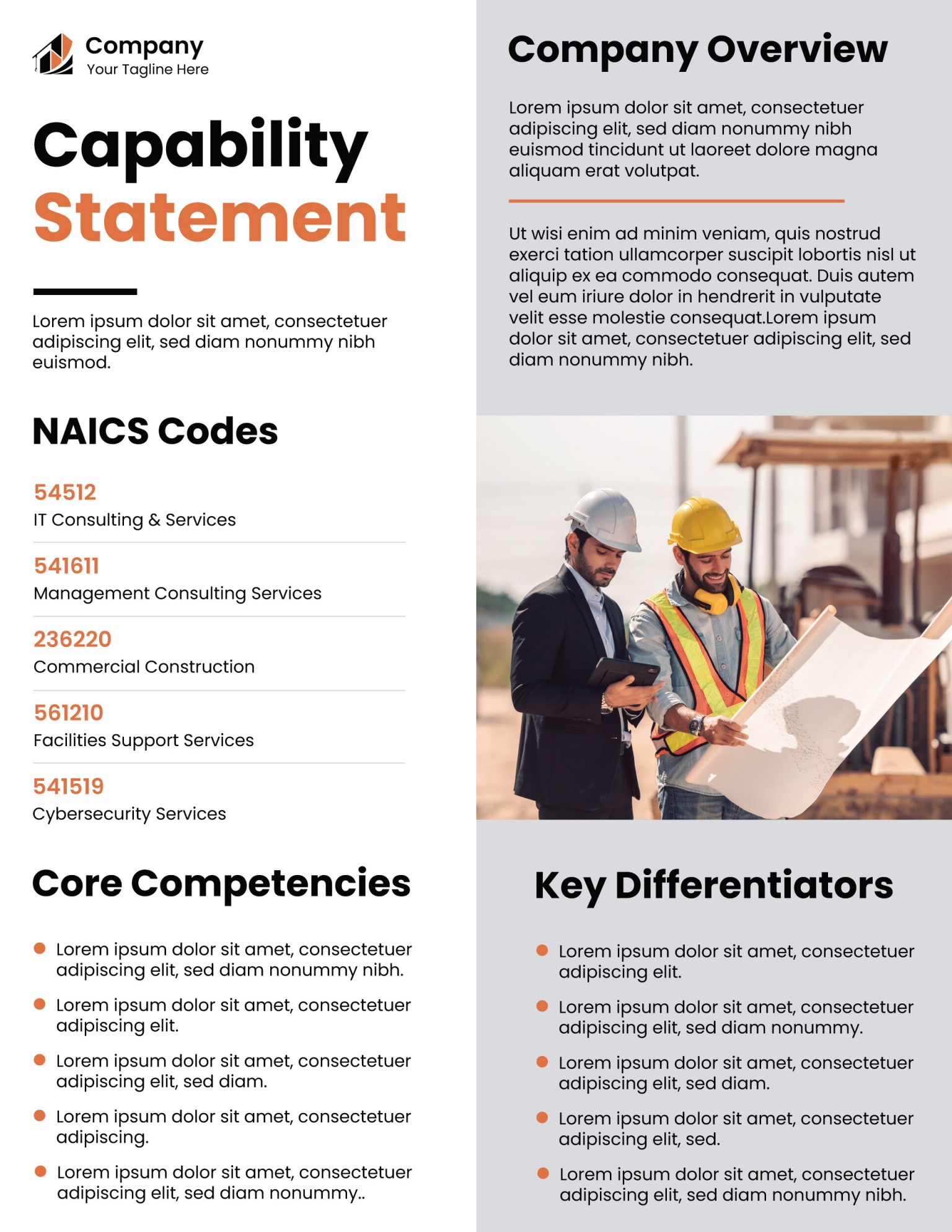 Construction & Engineering Capability Statement Template - WordLayouts