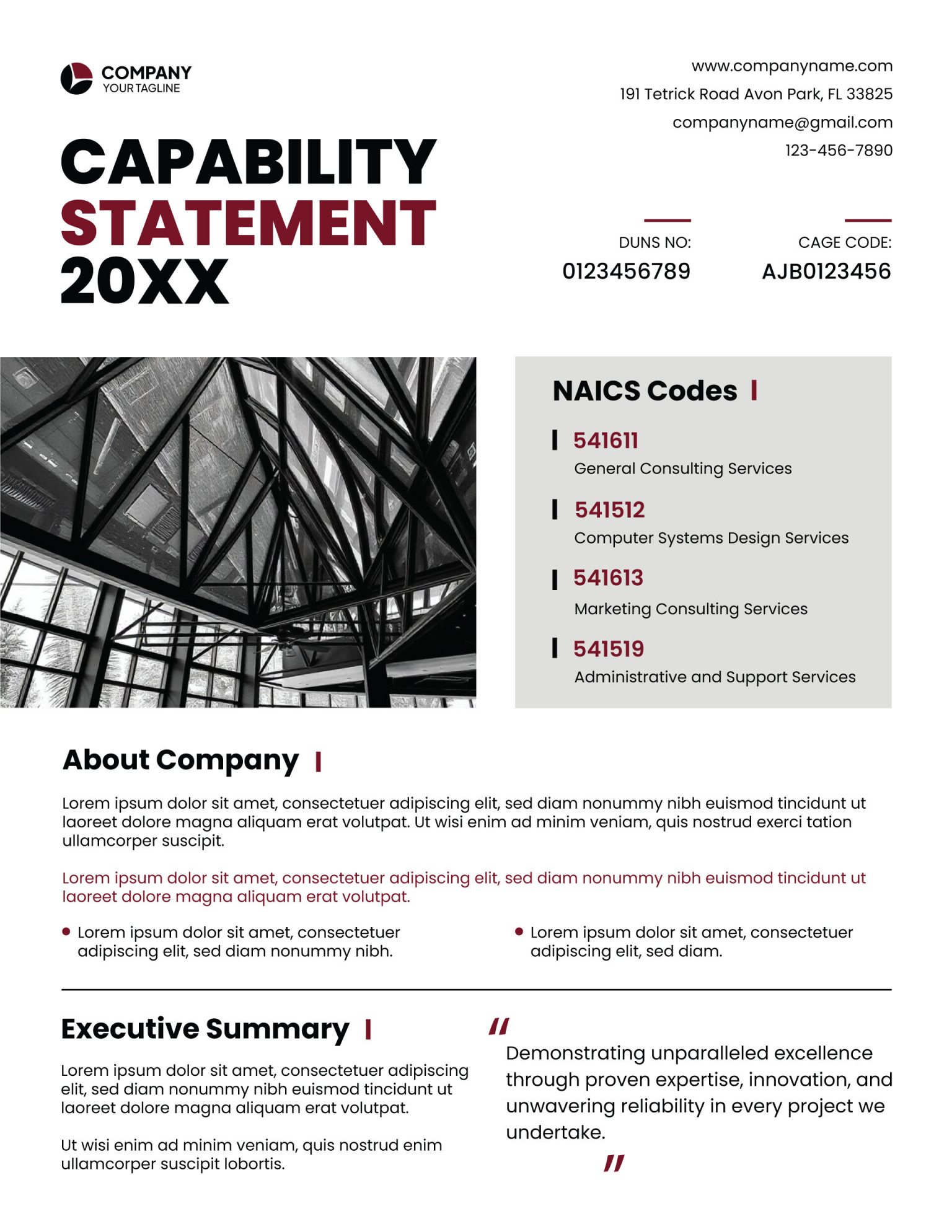 Construction & Engineering Capability Statement Template - WordLayouts