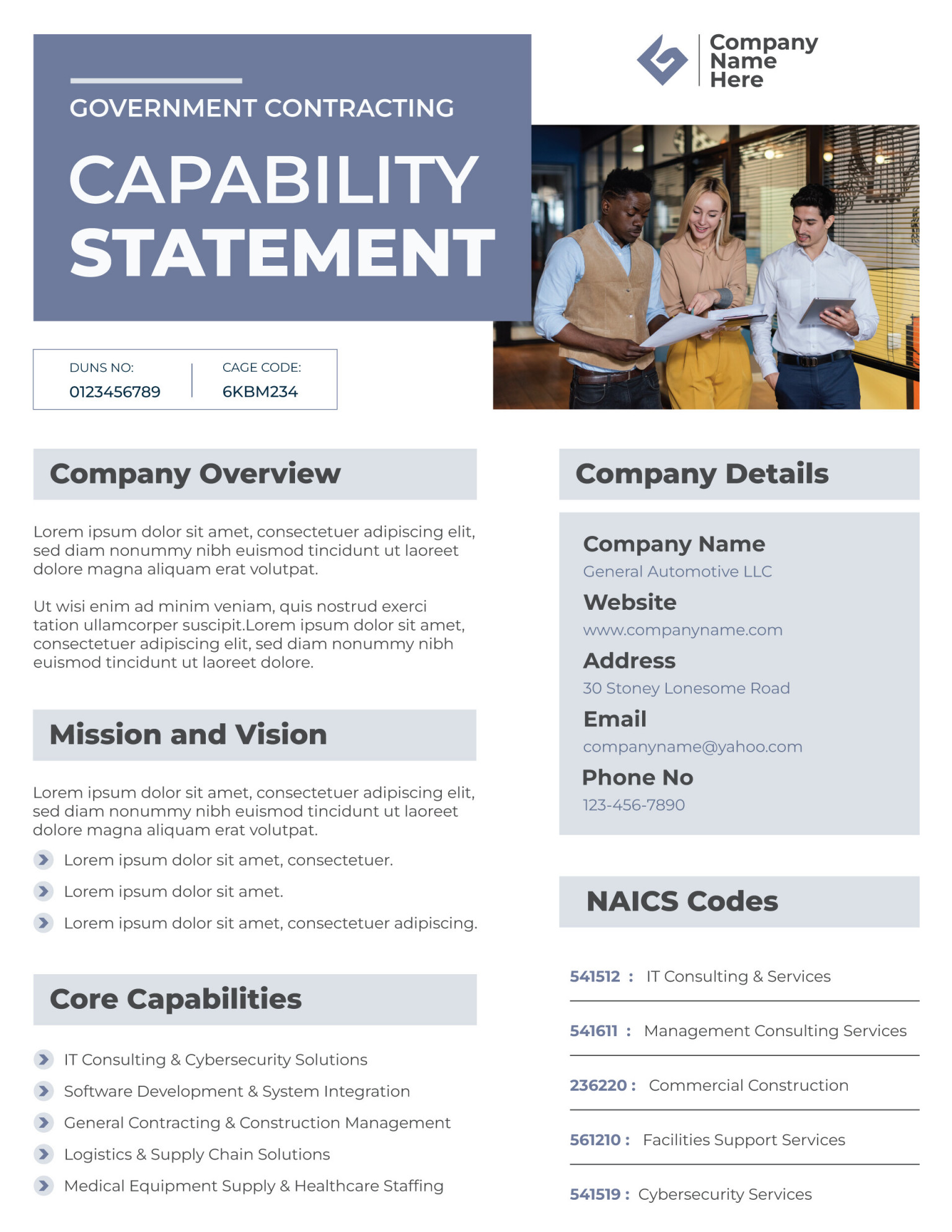 Construction & Engineering Capability Statement Template - WordLayouts
