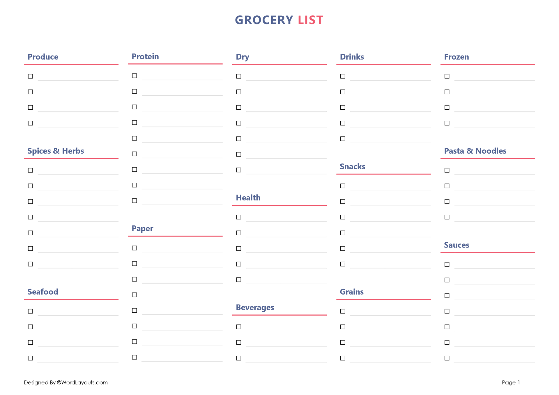 Household Grocery List Template (Printable) household-grocery-list-template-printable