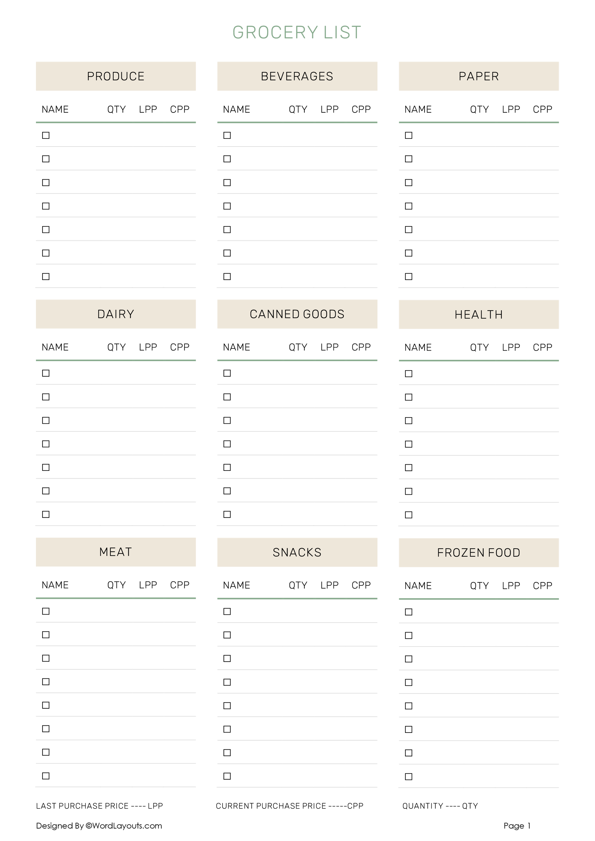 grocery-list-shopping-list-template for Free Printable Grocery List With Prices Grocery List & Shopping List Template for Free Printable Grocery List With Prices