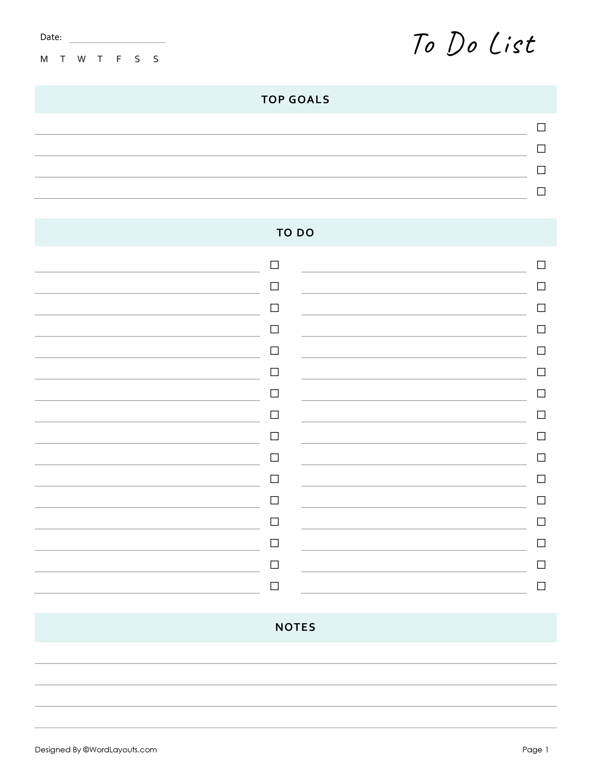Daily Priority & Task Tracker Template - WordLayouts