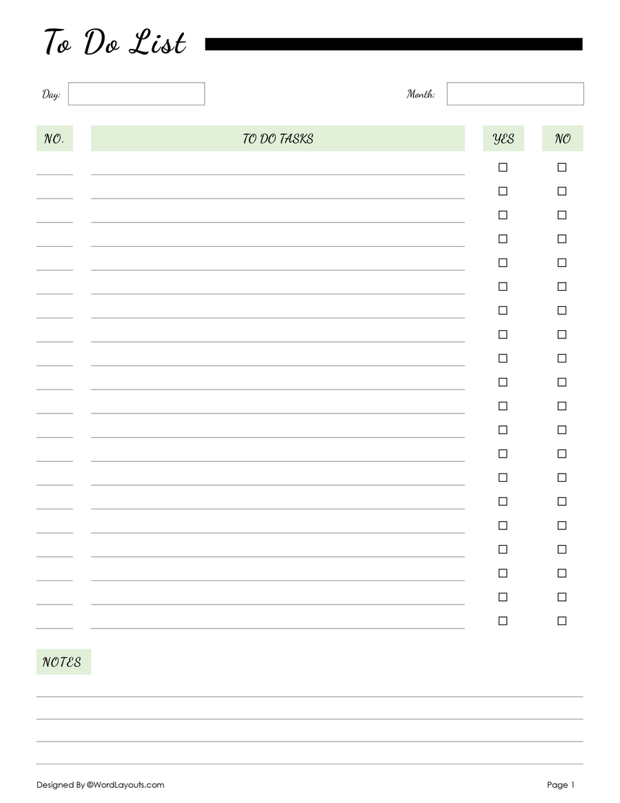 Daily Priority & Task Tracker Template - WordLayouts