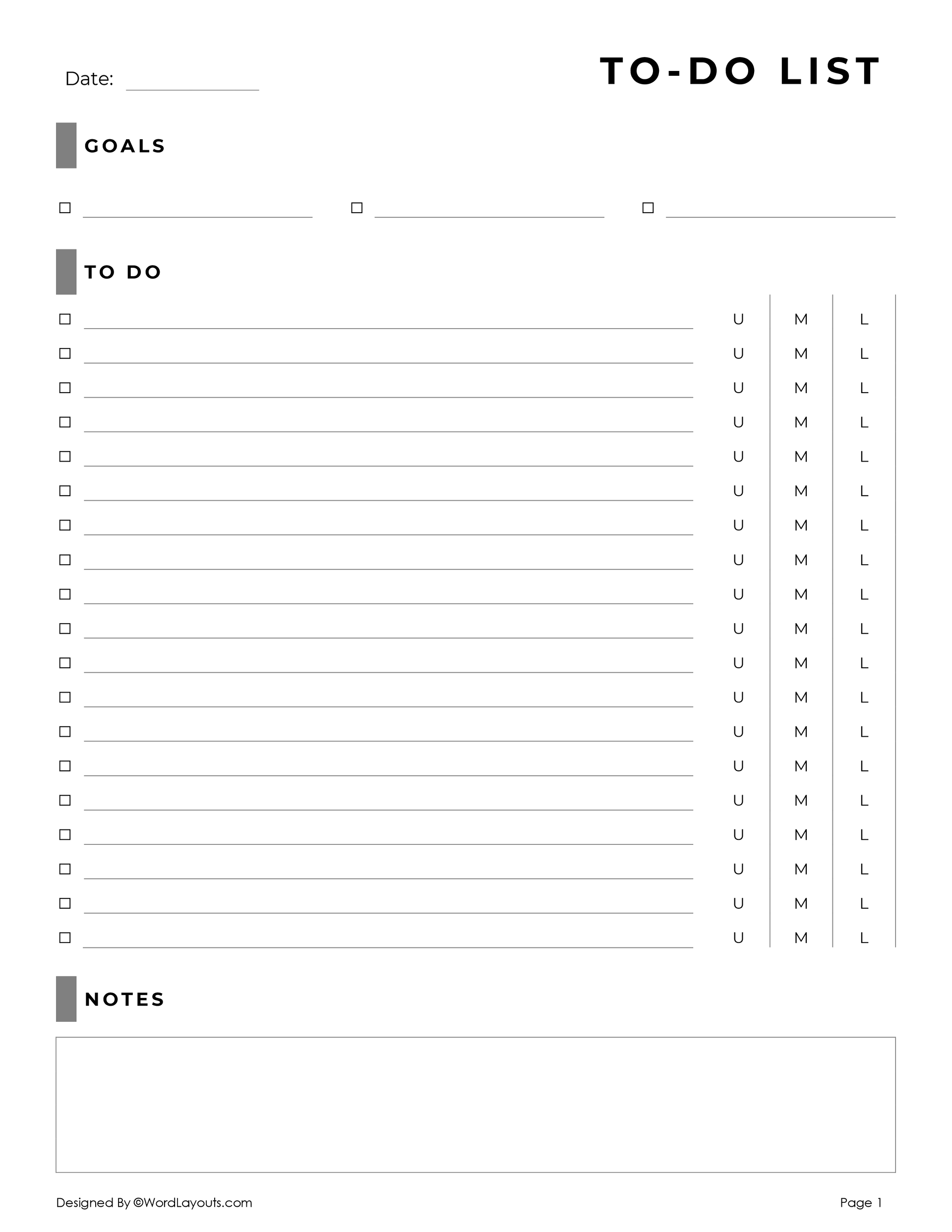 Professional To-Do List Template - WordLayouts