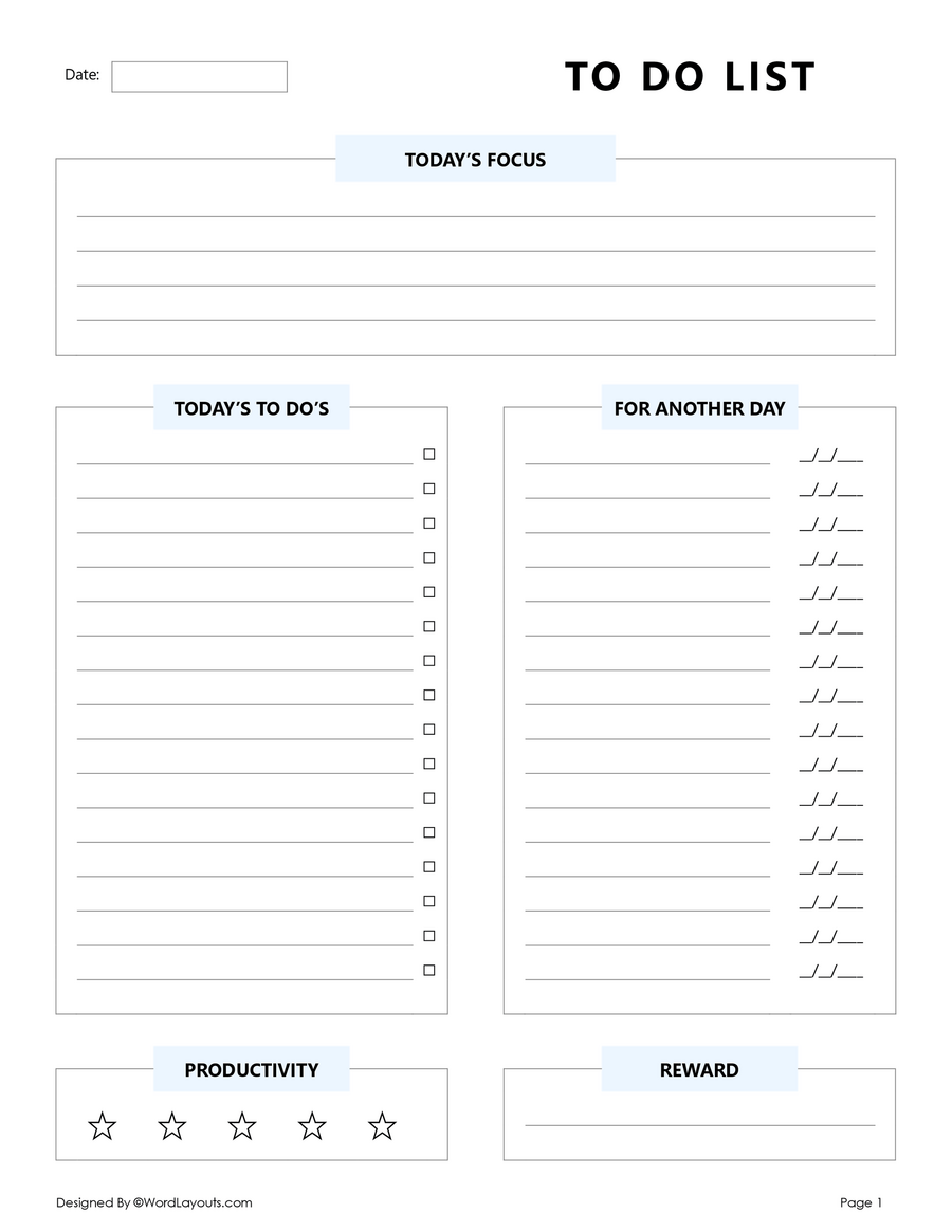 Daily Productivity Tracker – To Do List - WordLayouts