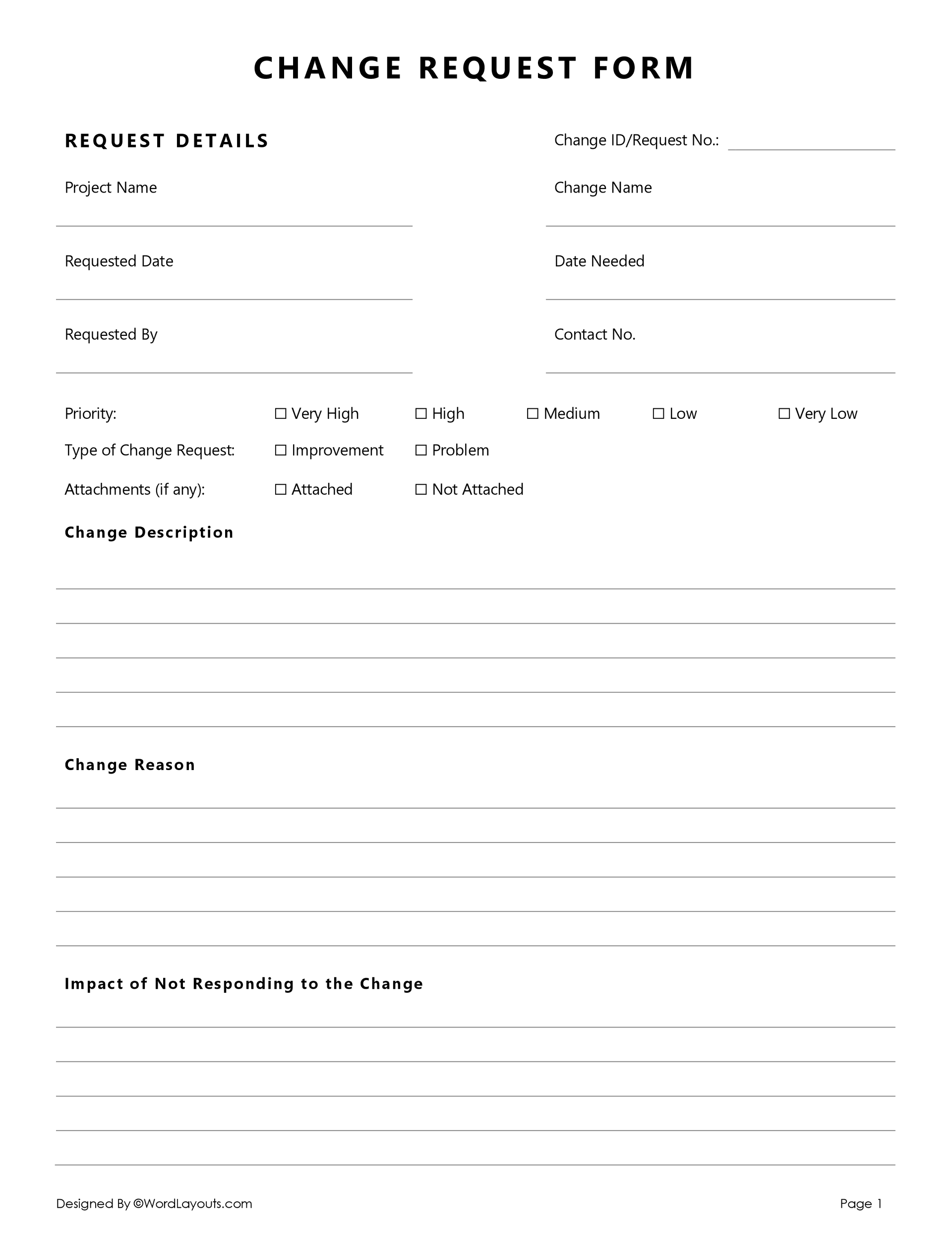 Change Request Form Template - WordLayouts