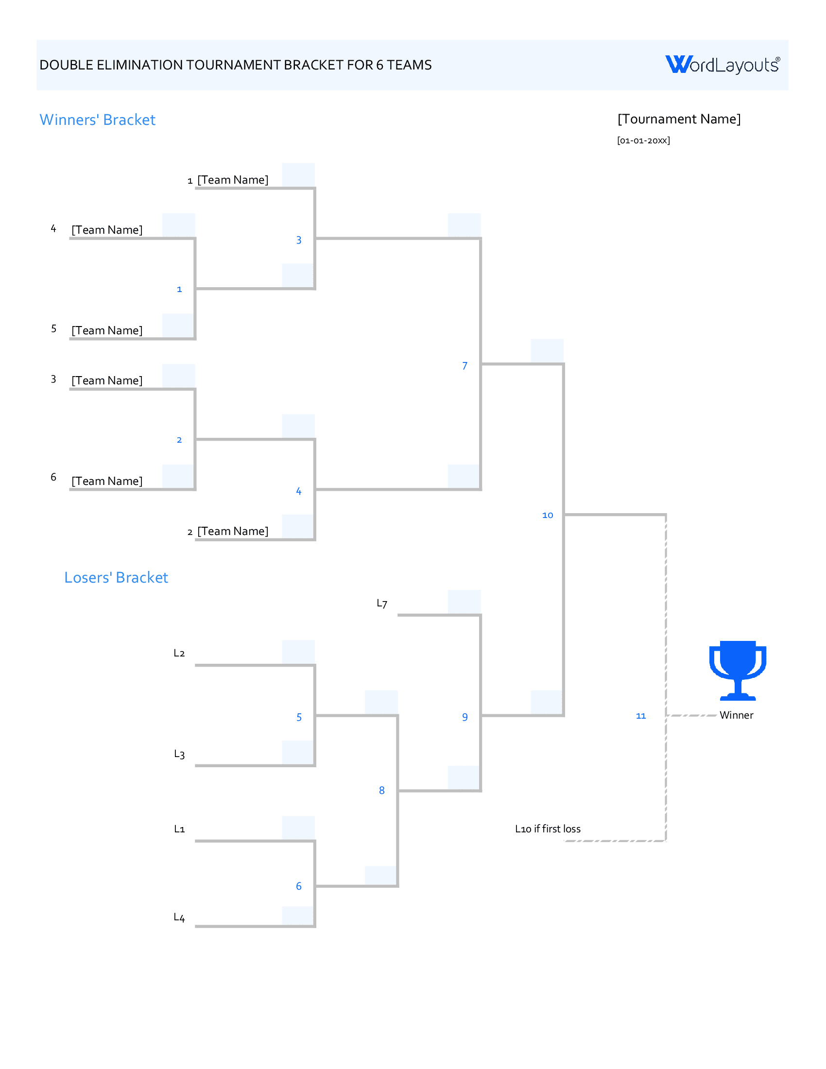 Double Elimination Tournament Bracket Template (Excel)