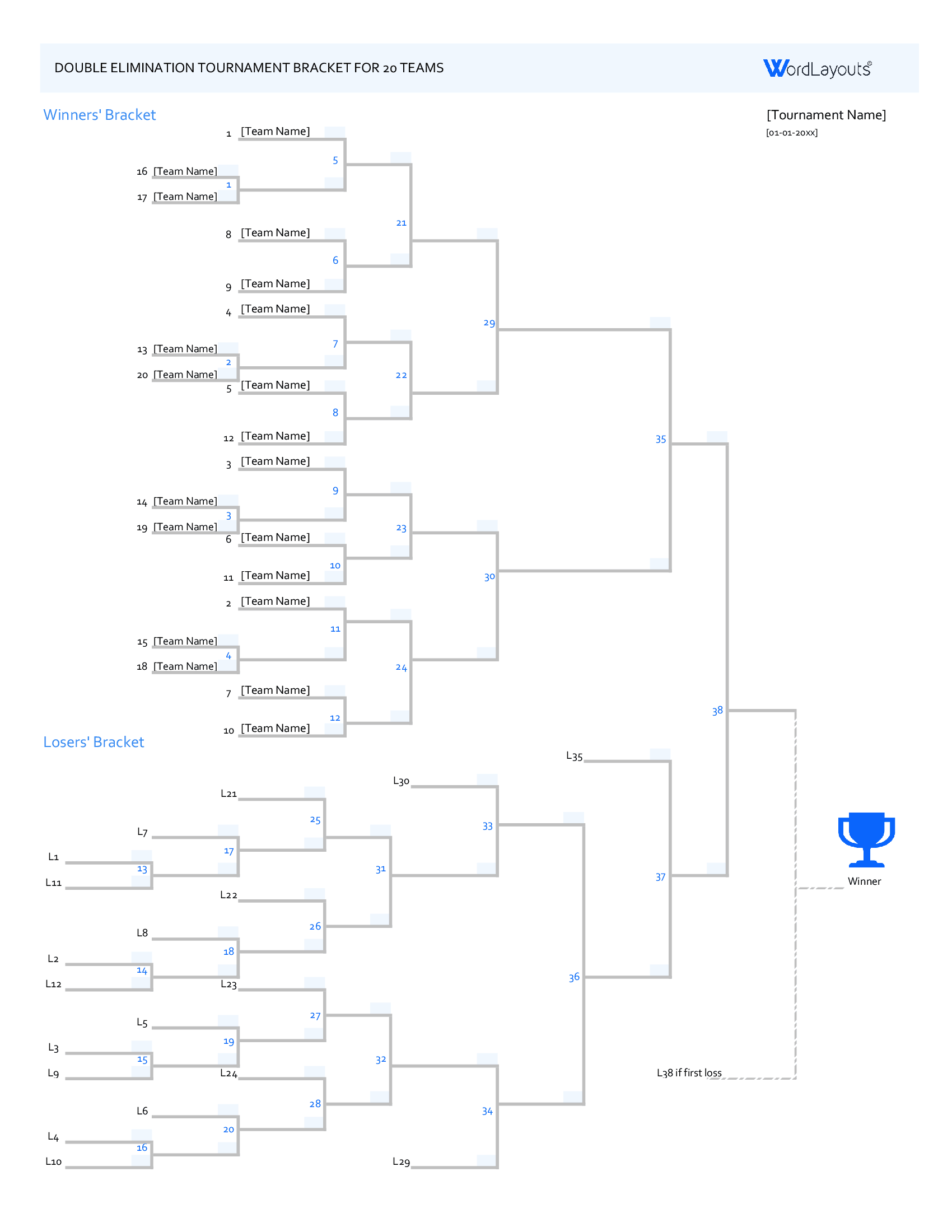 Single Elimination Tournament Bracket Template (Excel)