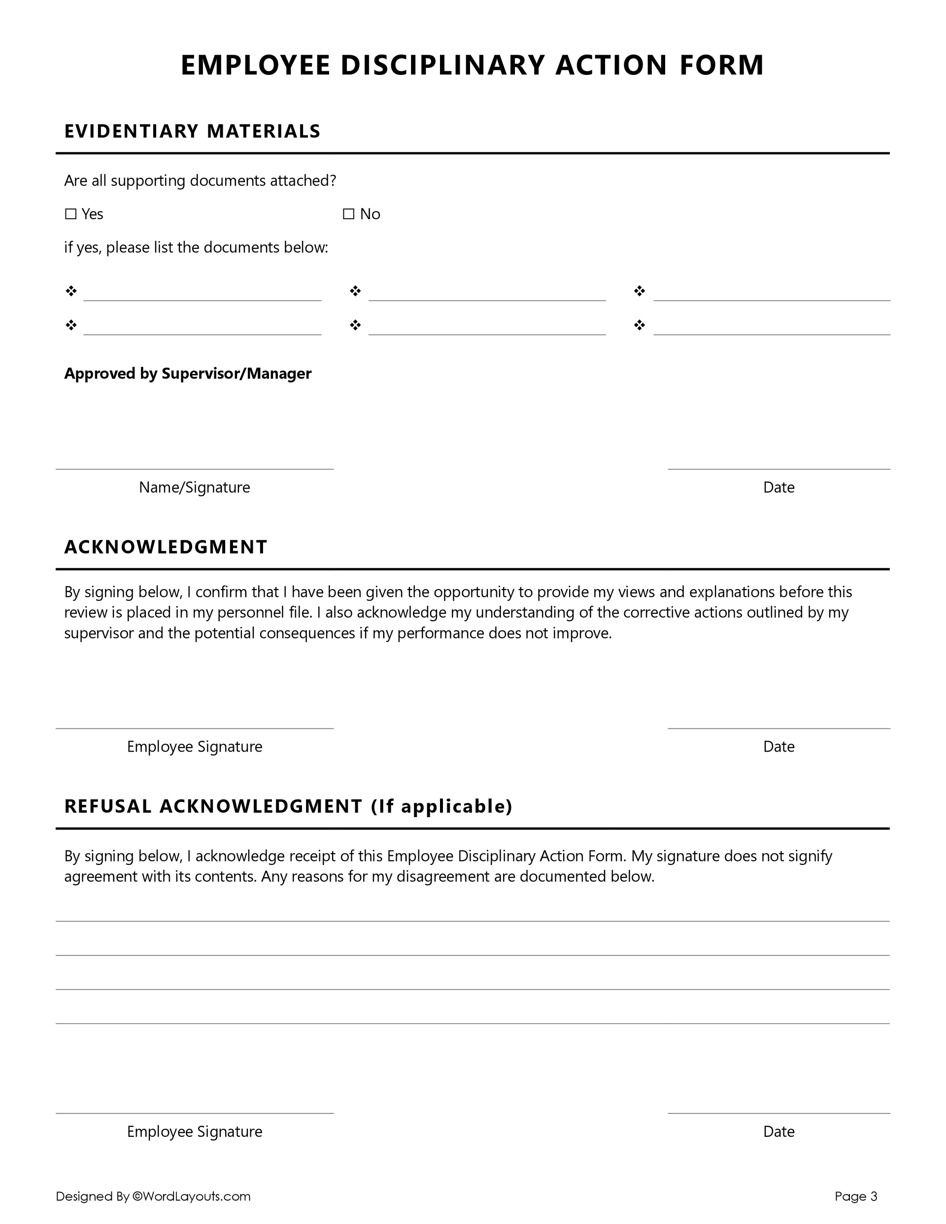 Free Employee Disciplinary Action Form - WordLayouts free-employee-disciplinary-action-form-wordlayouts