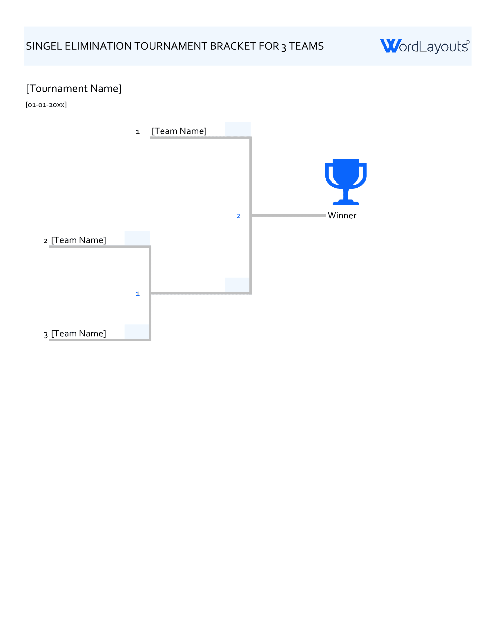 Single Elimination Tournament Bracket Template (Excel)