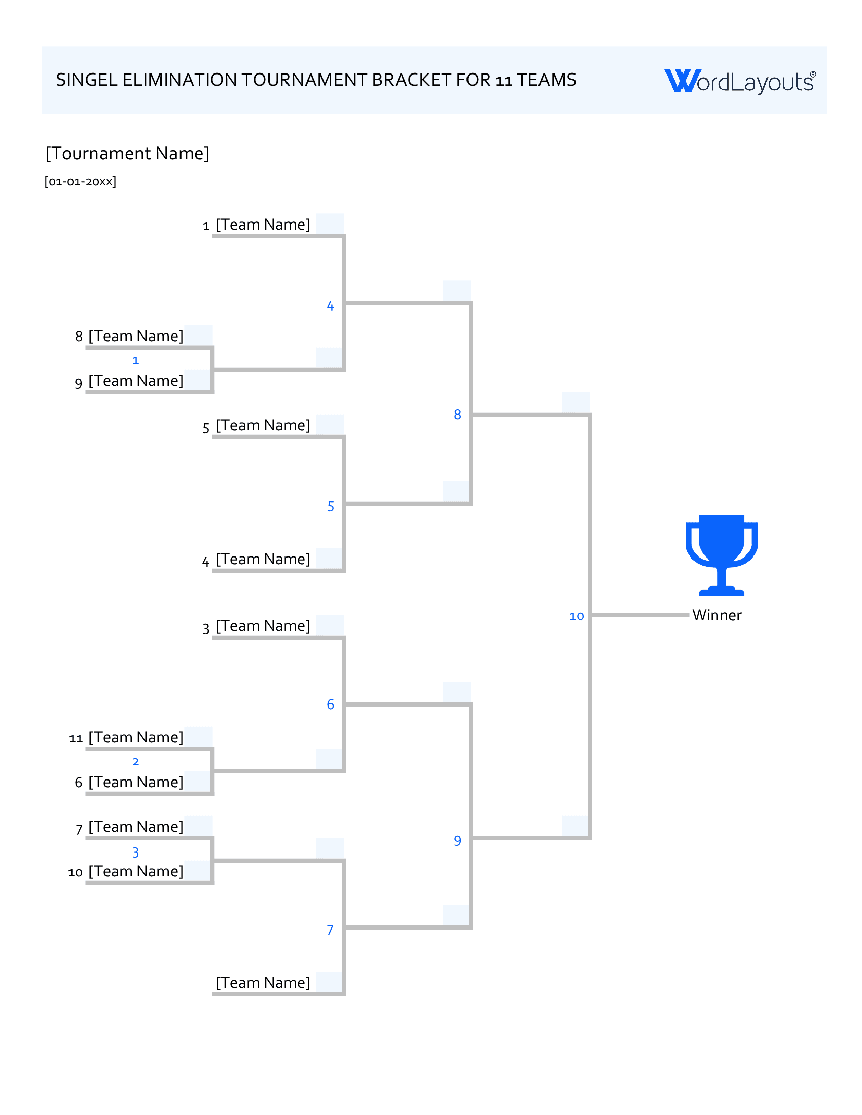 Single Elimination Tournament Bracket Template (Excel)