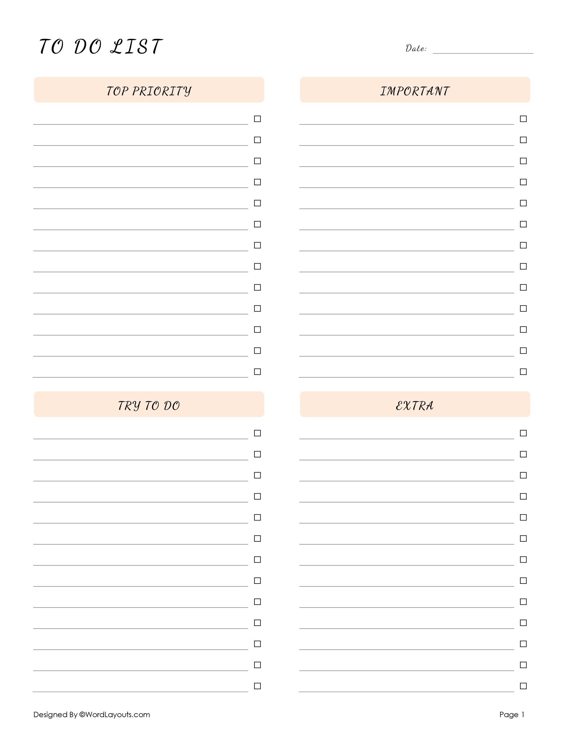 Task List Template – Plan, Prioritize, Complete - WordLayouts