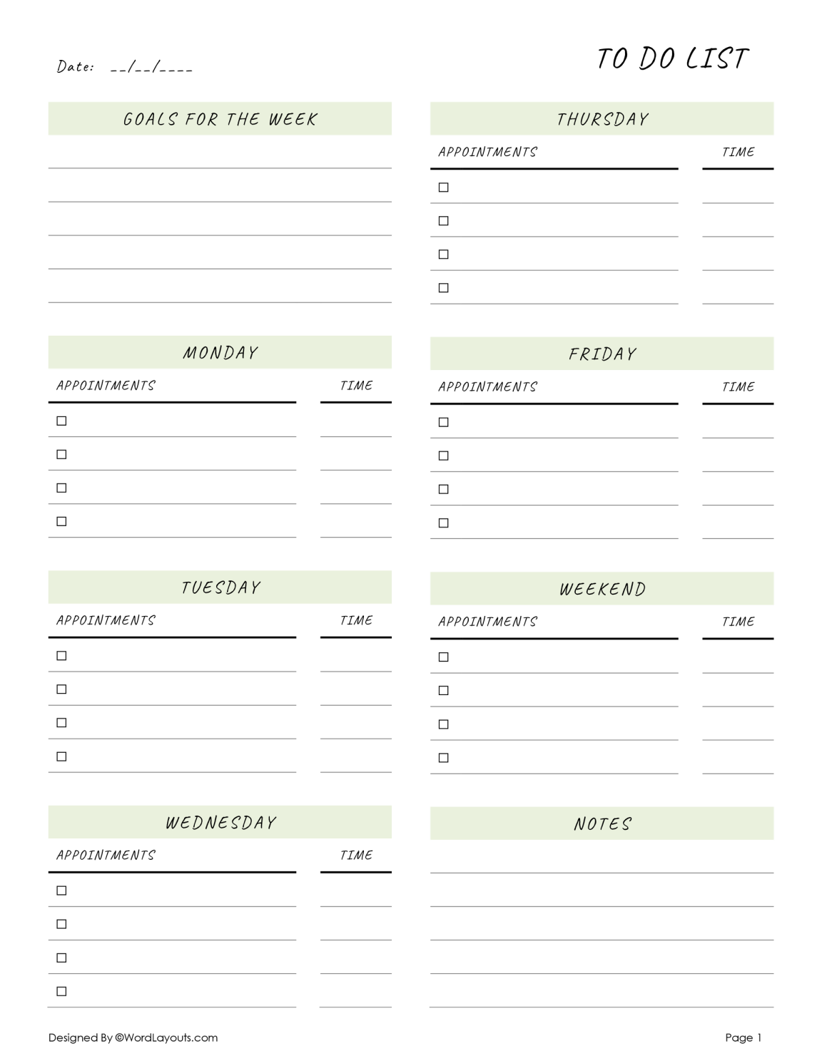 Daily Priority & Task Tracker Template - WordLayouts