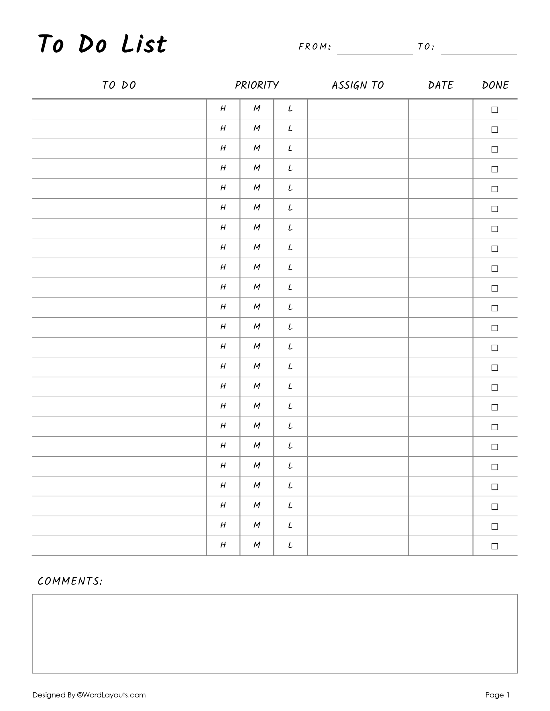 Prioritized Based Task Tracker Template – High, Medium, Low