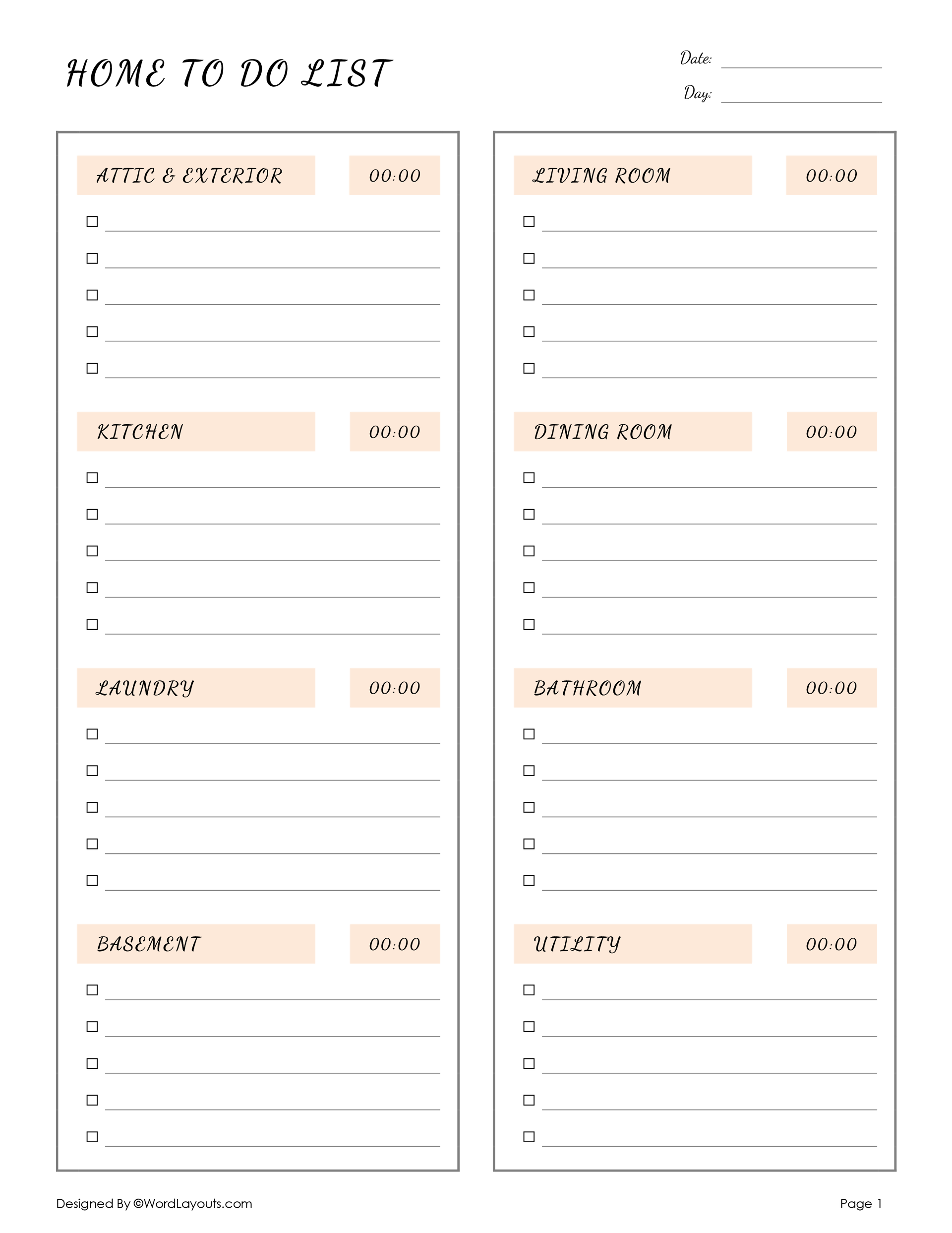 free-printable-checklist-templates-edit-online-wordlayouts for Daily Checklist Template Free Printable Free Printable Checklist Templates - Edit Online - WordLayouts for Daily Checklist Template Free Printable