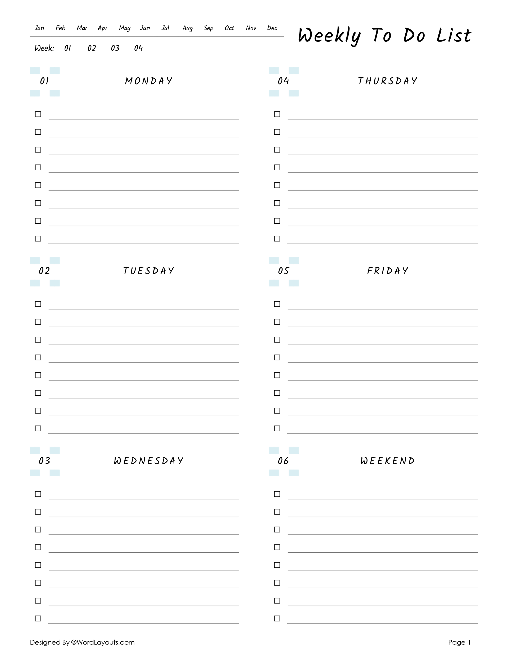 Focused Daily Task Sheet Template - WordLayouts