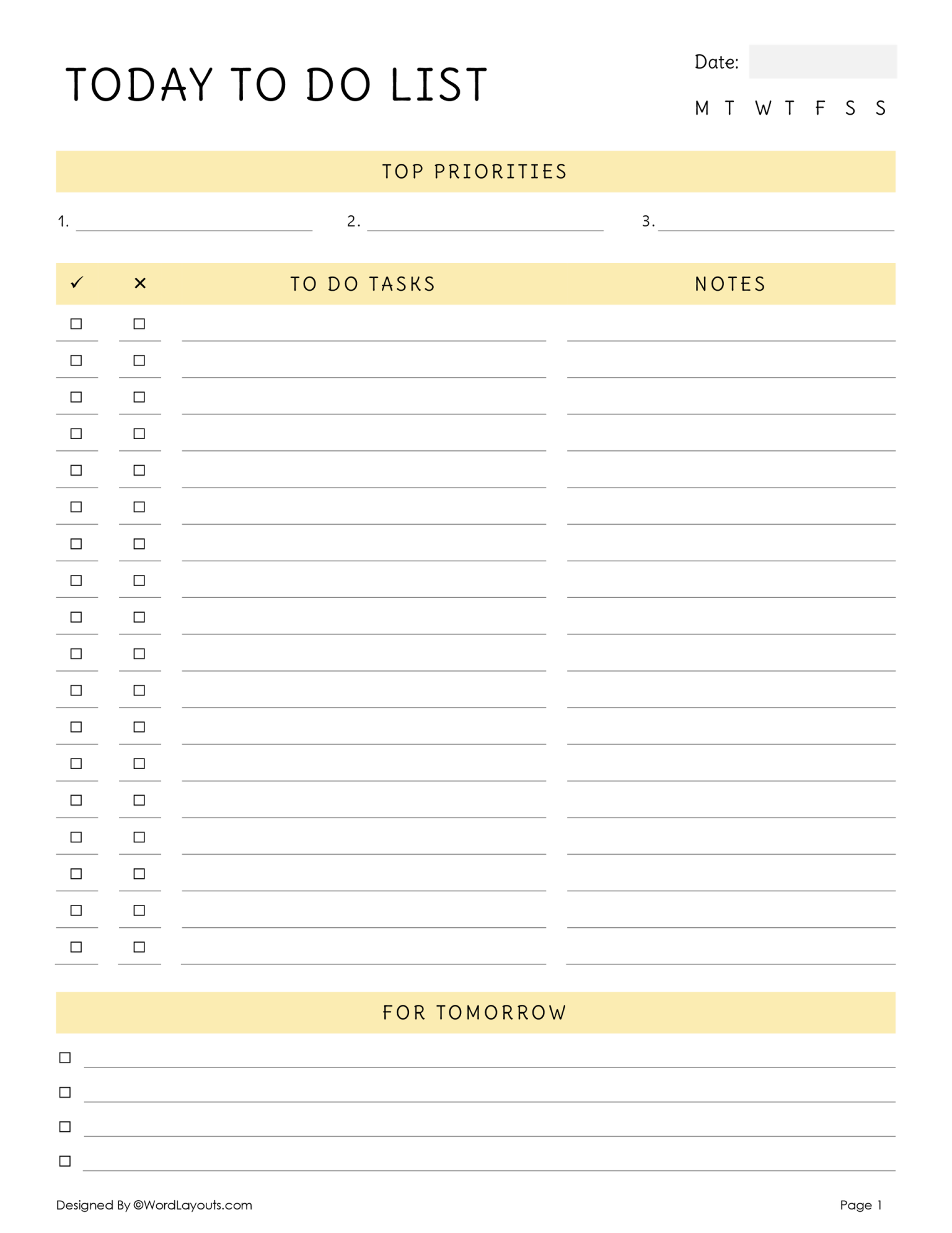 Action-Oriented Task Tracker Template - WordLayouts