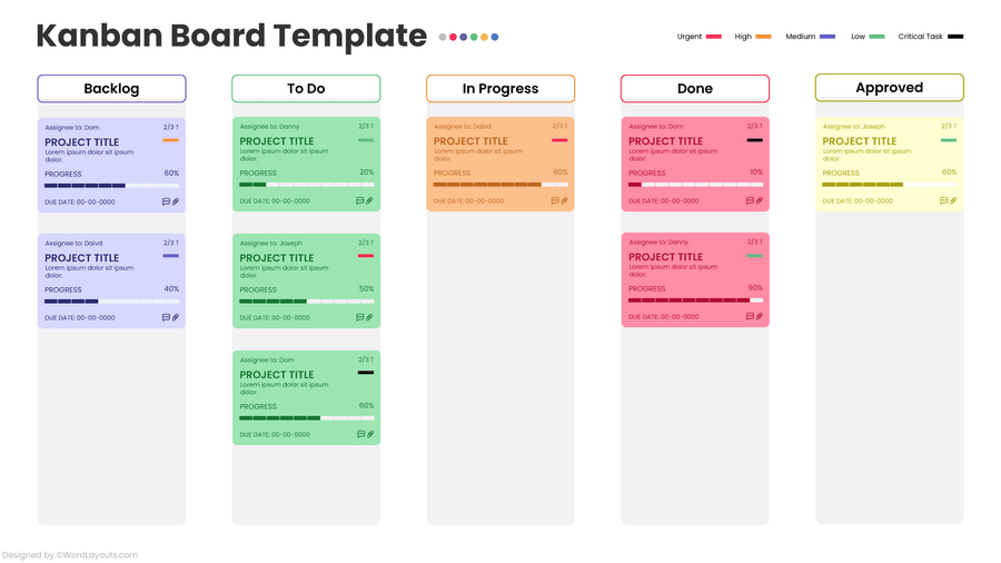Visual Workflow Kanban Board Template - WordLayouts