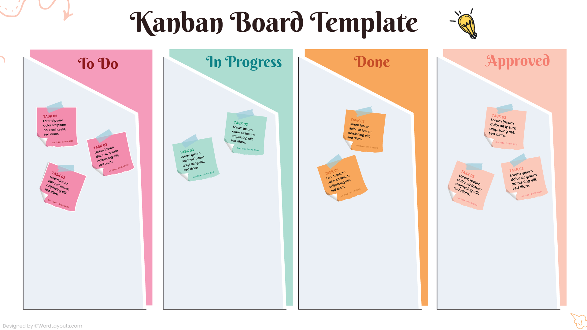 Checklist Style Workflow Kanban Board Template - WordLayouts
