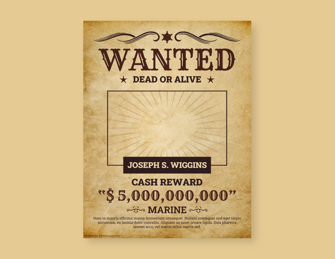 Vintage Western Wanted Poster Template - WordLayouts