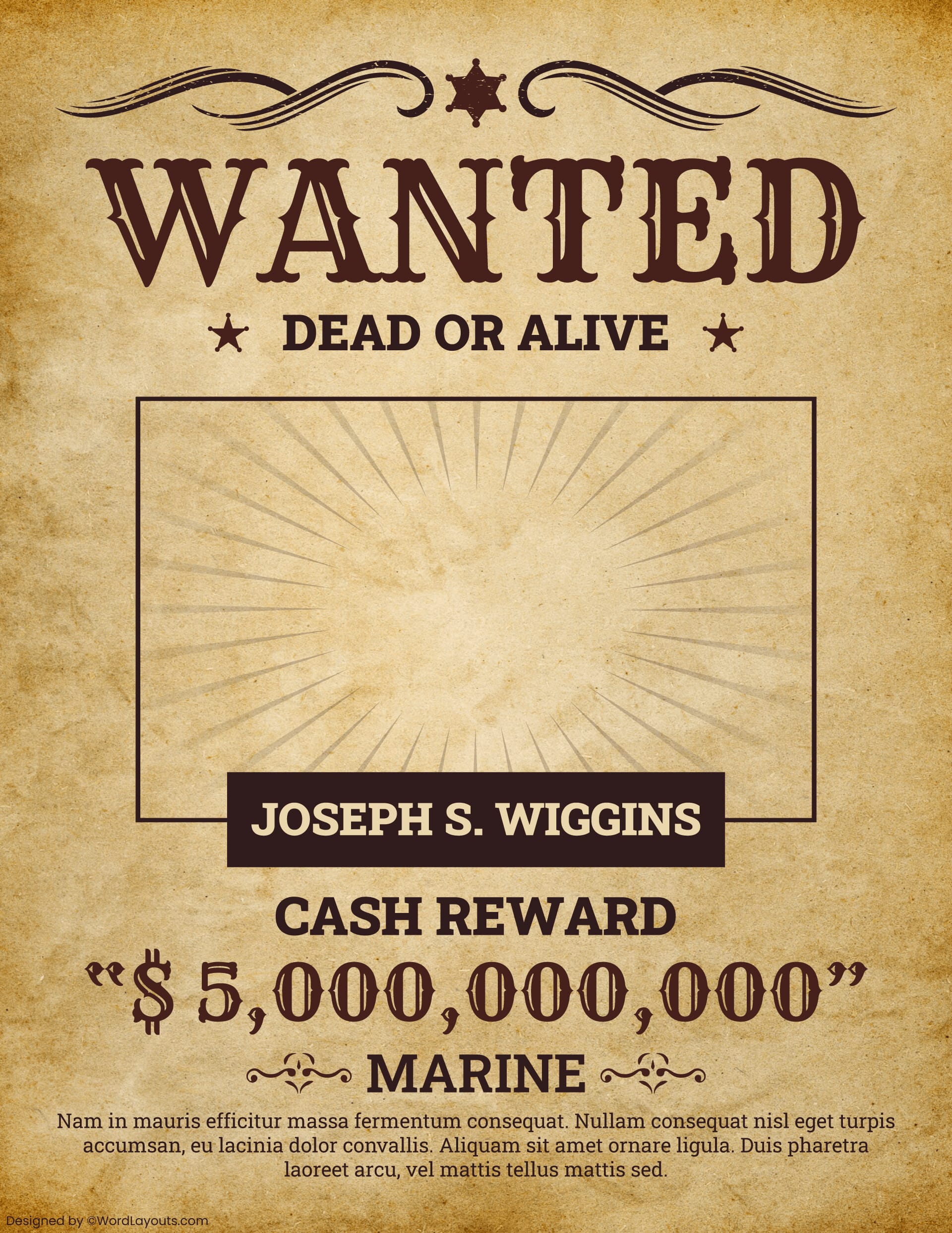 Dead or Alive Fortune Wanted Poster Template - WordLayouts