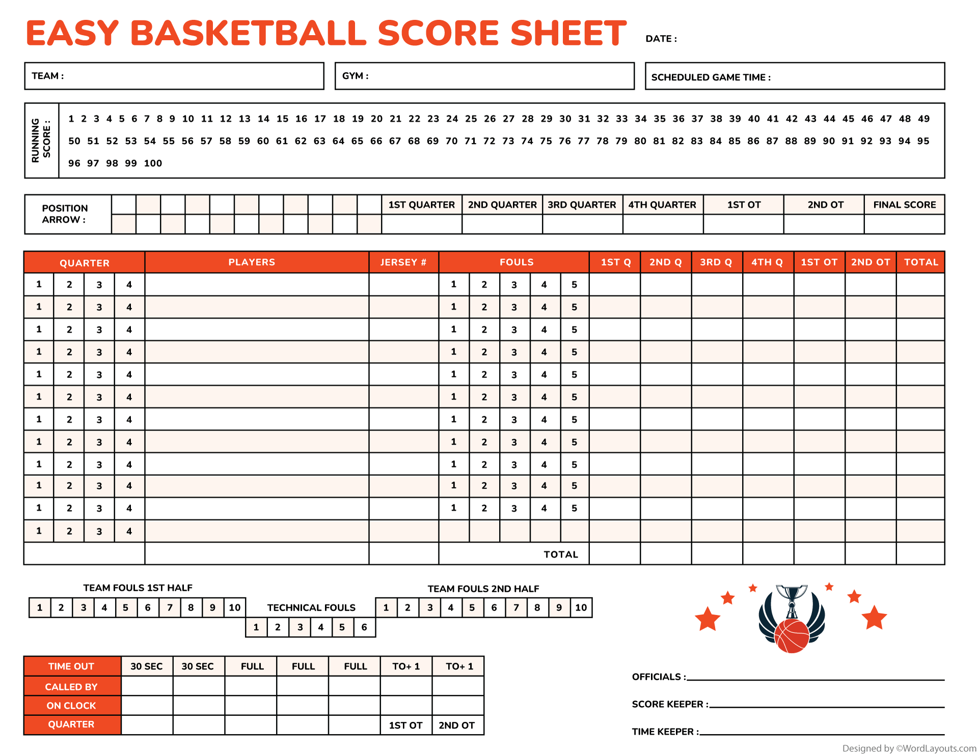 basketball score sheets - free & print-ready